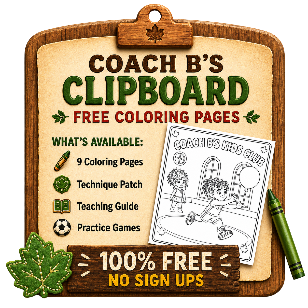 Coach B's Clipboard free coloring-page package