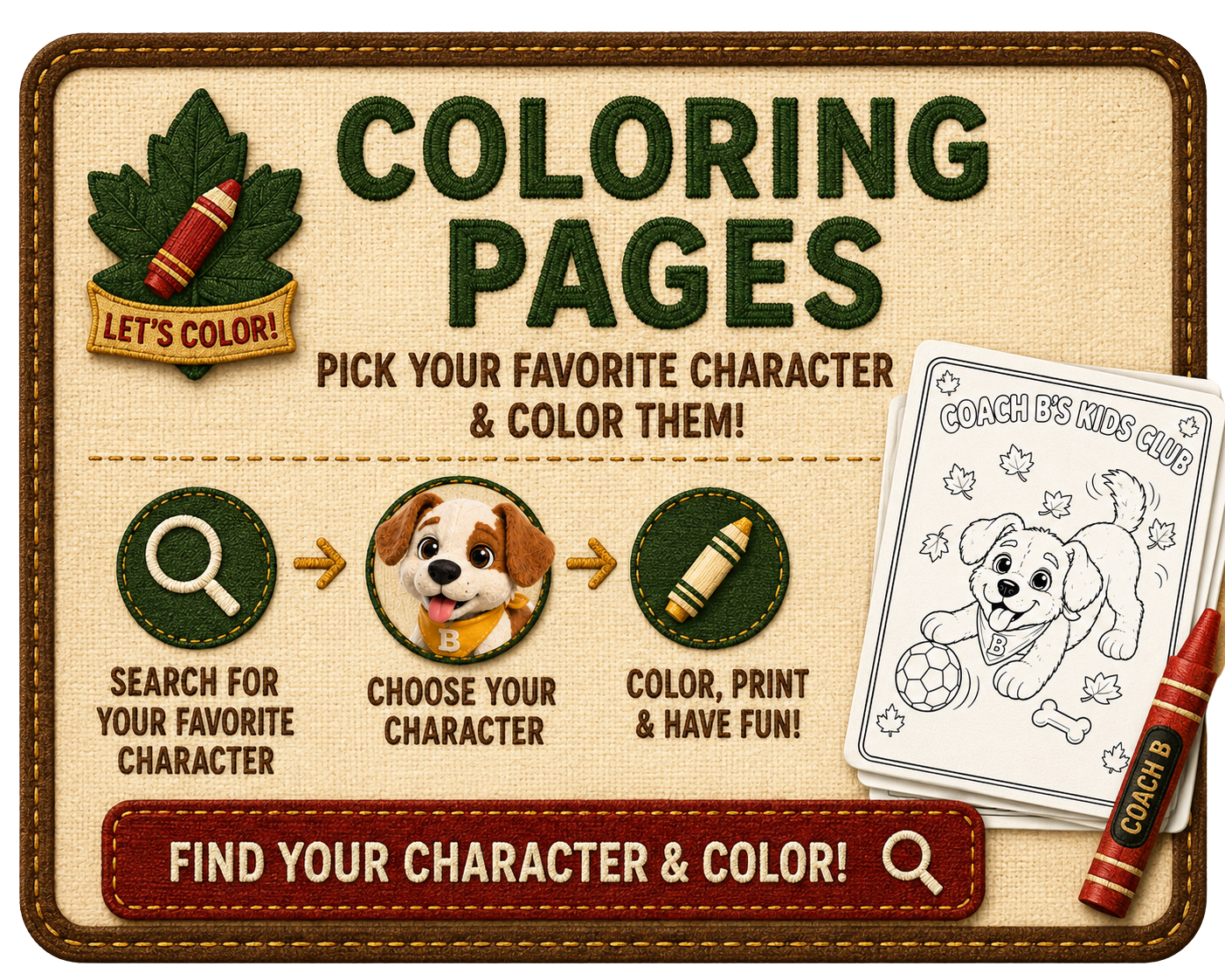 Coloring Pages — pick your favorite character and color them